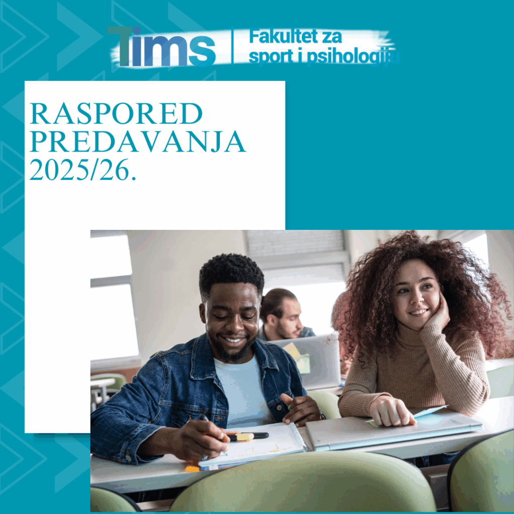 Raspored predavanja za osnovne akademske studije, zimski semestar 2025/26.