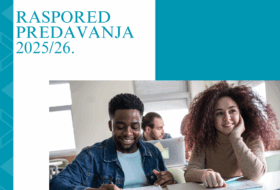 Raspored predavanja za osnovne akademske studije, zimski semestar 2025/26.