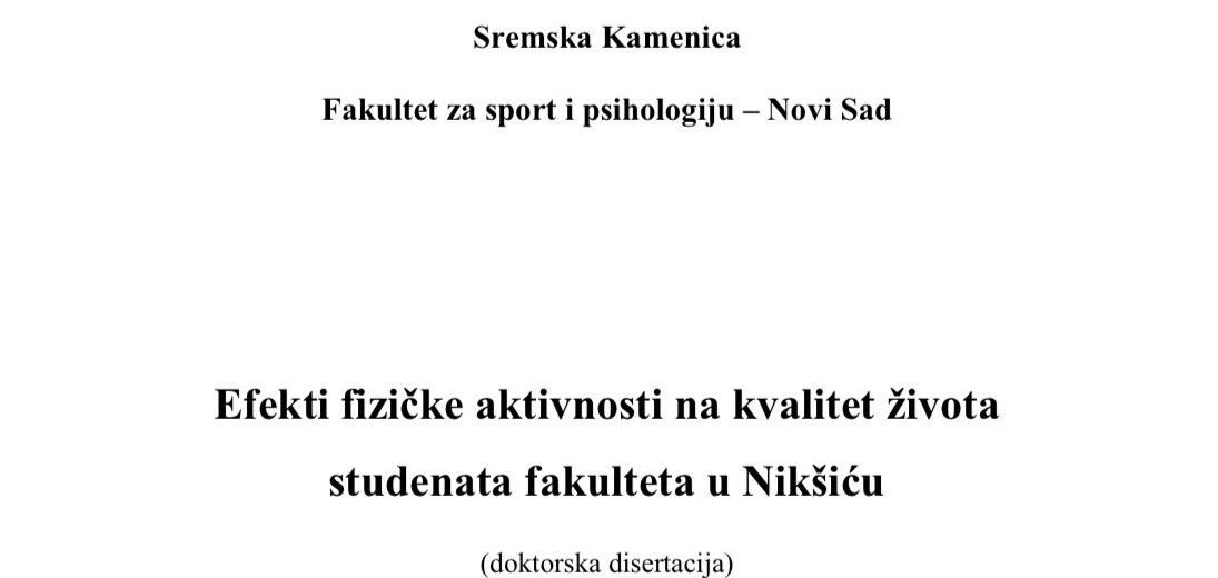 Efekti fizičke aktivnosti na kvalitet života studenata fakulteta u Nikšiću
